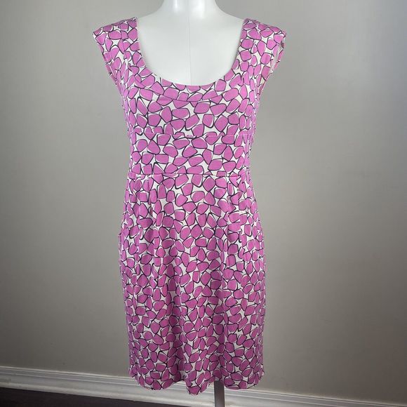 Diane Von Frustenberg DVF 100% Silk Taran Dress Cap Sleeve Pink Pattern Size 4 - Picture 1 of 11